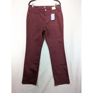 St Johns Bay Merlot Sorbet Straight Leg Pants‎ Size 14 Women's Burgundy Stretch